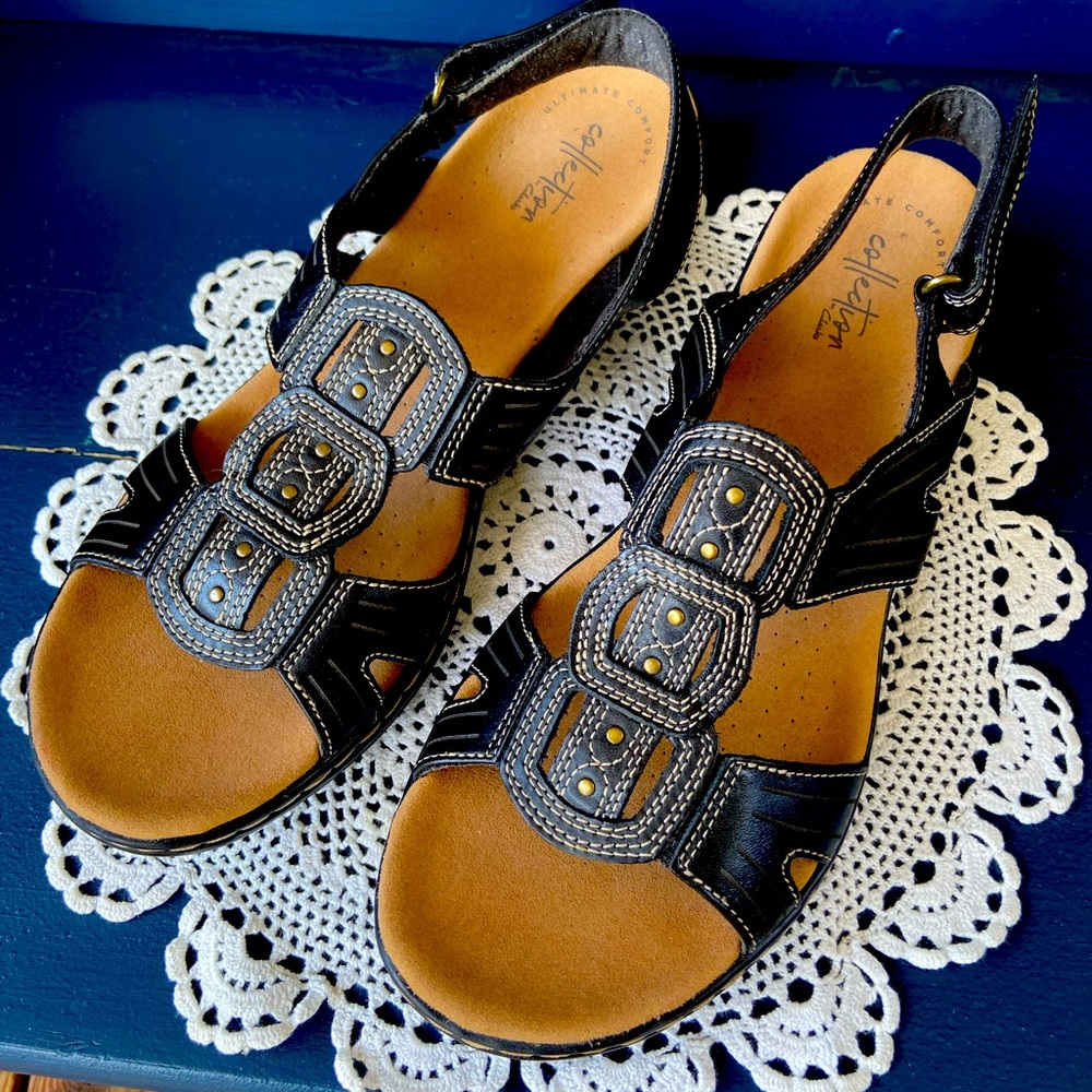 Clarks Collection Women’s Black Sandals, size 11